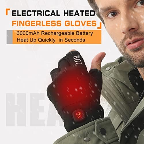 UNCN загреани нараквици без прсти за жени маж Работни ракавици на допир на допир на екранот на допир за зимско ладно време на полнење електрична