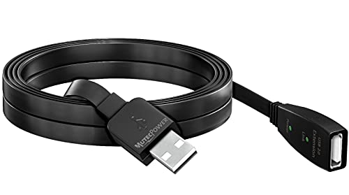 Mutecpower 16,5ft Ultra Flat USB 2.0 машки до женски кабел со чипсет за екстензија - кабел за повторување на кабел за активен продолжен