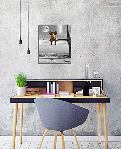 Youkuart Canvas Wallидна уметност Alimalивотинска почит Слонот погледнете во Месечината 12x16inch wallидни слики giclee bathare wallид декор