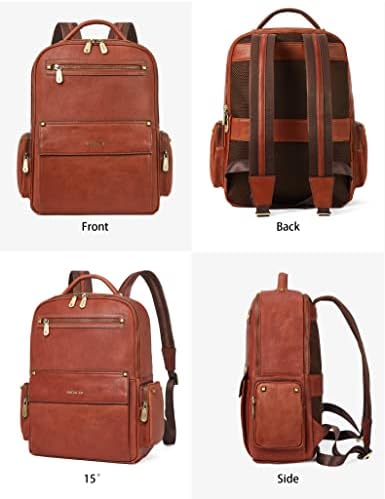 Бостатен мажи кожа ранец 15,6 ”лаптоп ранец за патувања деловни канцеларии торба со голем капацитет колеџ дневен пакет