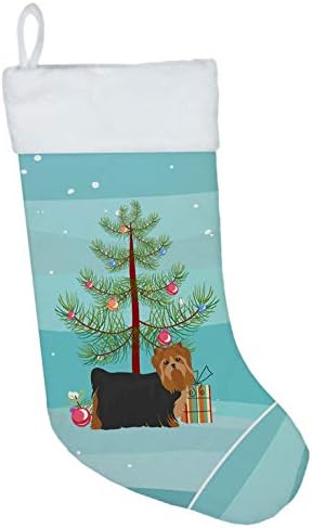 Богатства на Каролина CK3490CS Јоркшир Териер Божиќно дрво Божиќно порибување, камин што виси чорапи Божиќна сезона забава Декорации за