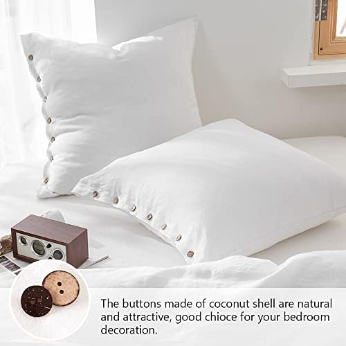Едноставно и раскошно постелнина Евро -шами со копче за кокос - пакет од 2 - измиена цврста боја природен ленен мек за