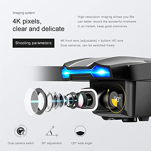 Xiaokeke Mini дрон со камера за возрасни, 4K UHD двојна камера FPV дрон, преклопен RC квадкоптер со 3Д флипс, лет на траекторија, фото/видео