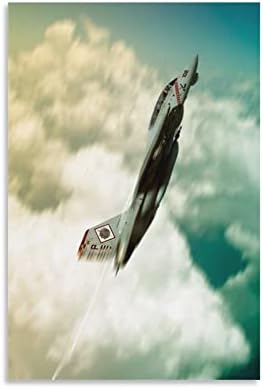 Хејс воен авион авион Авион F-14 Fighter WW2 HD Print на платно сликарство wallидна уметност за дневна соба декор момче подарок