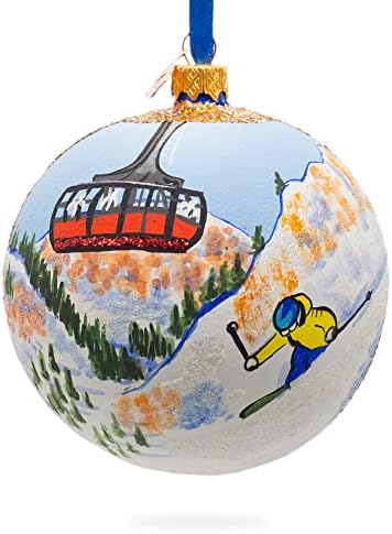 Skексон Хул Ски -одморалиште, Вајоминг, божиќен украс на стаклена топка 4 инчи 4 инчи