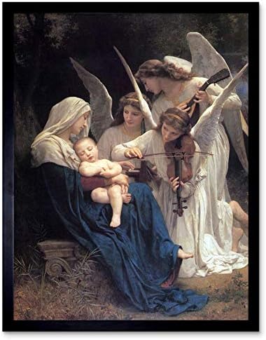 Wee Blue COO William Adolphe Bouguereau Song of Angels Old Master Master Sainting Незгоден wallиден уметнички постер за печатење домашен