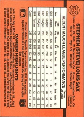 1990 Donruss Bonus MVPS BC-22 Steve Sax NM-Mt Yankees