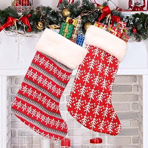Божиќни чорапи на Магалава 18 Големи борели со божести колиби со долги рачно плетени Санта Снежен човек ирваси на ирваси Божиќна декорација и за