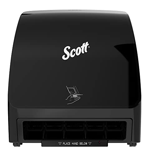Scott® Slimroll ™ Автоматски диспензер за крпи со тврда ролна, црна, компатибилна со портокалово јадро Скот Слимлл ™ крпи