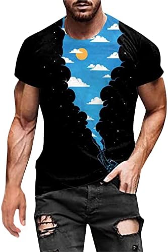 Смешни маици за мажи, машки 3Д графички маички новини во боја на блузи за момчиња тенок вклопуваат стилски врвови на скокачот