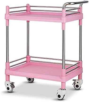 HJRD Carts, камиони за складирање на кујни, мобилна количка за салон за убавина со рачка, ABS розова коса стилизинг на сопирачка за тркалање
