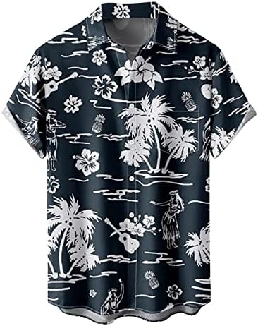 Zddo Mens Hawaiian кошули со кратки ракави за печатење на копчето за печатење летен одмор опуштено вклопување обичен алоха плажа врв
