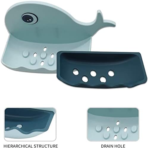 2 парчиња држач за сапун сапун сапун сапуни со блокови за одводнување на вода за сушење и зачувување на сапун, на wallидот монтирана