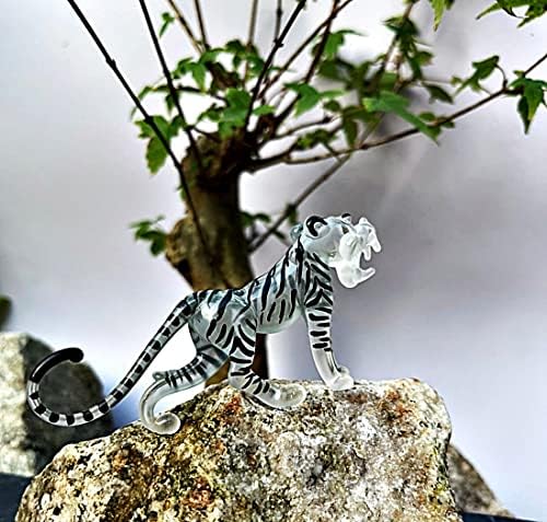 1shopforyou gtug04s стакло бело тигар m мини стаклена фигура на животинска фигура Минијатурна рака разнесена уметност