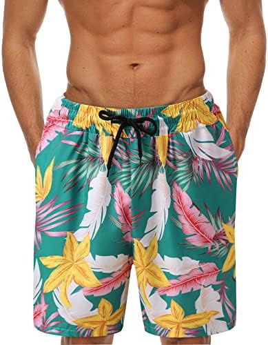 БЕУ ЛЕТСКИ Хавајски плажа шорцеви за мажи, плус големина на шалтер за стрип -шорцеви, случајни лабави празници за пливање стебла