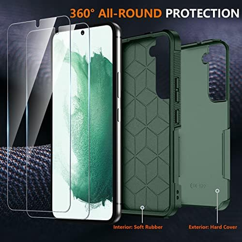 SPIDERCASE За Samsung Galaxy S22 Случај, [10 СТАПКИ Воена Одделение Капка Заштита] Не Се Лизга [2 Пакет] Калено Стакло Заштитник На Екранот+Камера