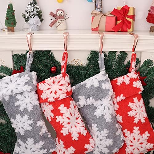 Божиќно држач за порибување за мантил сет од 4 метални закачалки за порибување Божиќни украси куки за мантил скалила Божиќни чорапи/клипови