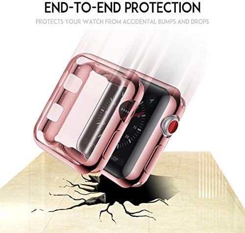 Tranesca 4 Пакет 38mm Случај Со Вграден HD Јасен Ултра Тенок Заштитник На Екранот Tpu Компатибилен Со Серијата Apple Watch 3-Јасно+Црно+Злато+Розово