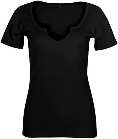 Charella црни дами длабоки v врат блузи блузи маички кратки ракави шарени основни есен летни блузи 2023 облека мода т.е.