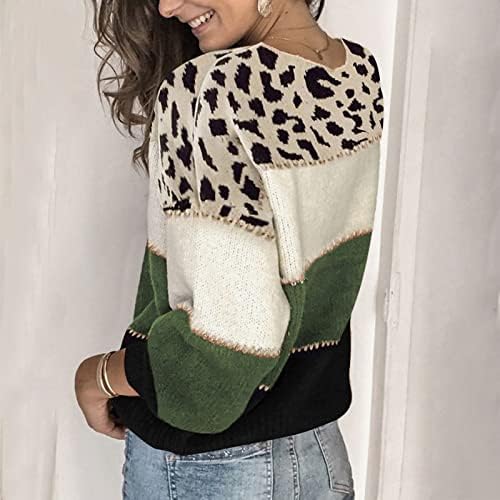 Џемпери за жени женски есен и зимска боја контраст џемпер лабав џемпер со дно на вратот