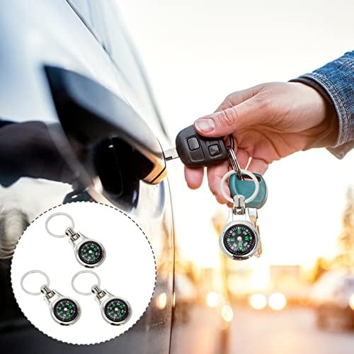 Држач за клучеви за клучеви за автомобили, преносен метален опстанок Компас за клучеви: 3 парчиња џеб со големина на компанијата за