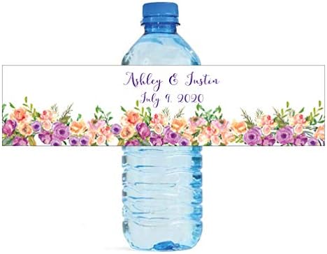 Етикети за шишиња со цветни вода од виолетова и праска