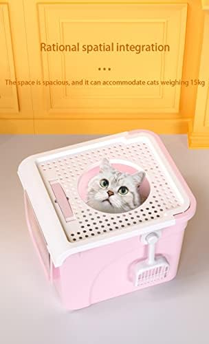 Дхдм Мачки Кутија За Отпадоци Флип Тип Мачки Со Двојна Врата Тоалет Самочистење Целосно Затворен Супер Голем Простор Производи За Домашни Миленици