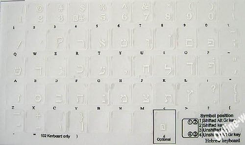 Хебрејски Со Бели Букви Транспарентни Компјутерски Етикети За Тастатури