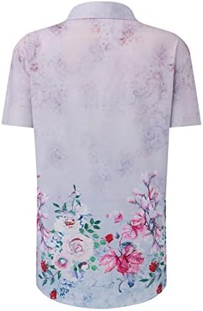 Нокмопо атлетски врвови за жени модни обични печатени копче лапел кратки ракави кошули врвови блузи плус кошули со големина