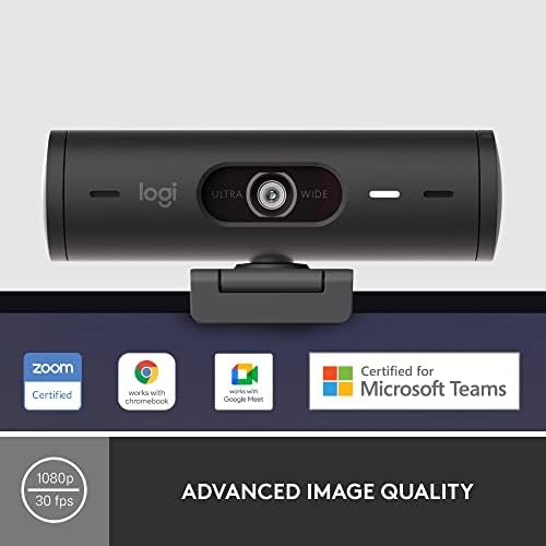 Logitech Brio 501 Целосна HD Веб Камера Со Автоматска Корекција На Светлината, Режим На Прикажување, Микрофони За Двојно Намалување