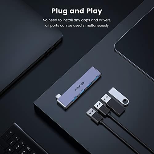 USB C ДО USB Hub 4 Порти, MOGOOD USB C До USB Hub Multiport Адаптер, USB C Сплитер СО USB 3.0 Порта, USB Тип C Докинг Станица За MacBook