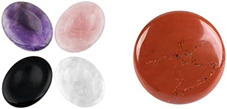 Mookaitedecor пакет - 2 артикли: Пакет од 4 мешани палецот Загрижена камен и црвен џеб џеб палм камен за масажа за лекување