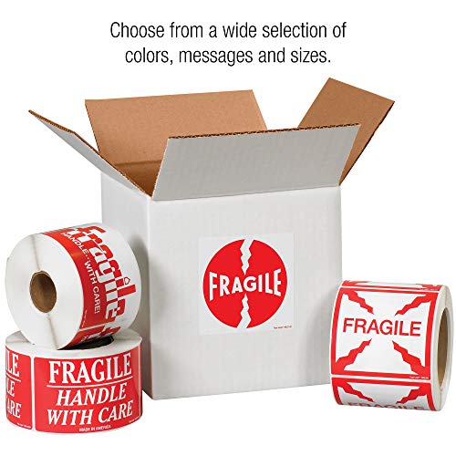 Логика на лента од Авидити 2 x 3, кревка рачка со грижа црвена/бела налепница за предупредување, за испорака, ракување, пакување и движење