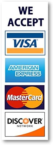 Ние прифаќаме кредитни картички Amex Visa MasterCard Discover Decauls налепници лого знак за продавници и деловни активности