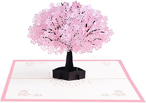 Поп -ап изрази - цреша цвета дрво Поп -до 3Д картичка - роденденска свадба, годишнина, Божиќ, Денот на мајката, ден на татковците,