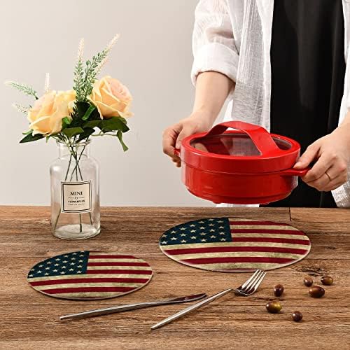 Xigua American Flag Trivets сет од 2 држачи за садови за украсување во кујна Поставете држачи за отпорни на топлина поставени за топли садови/тенџере/сад/чајник/држачи