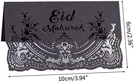 Qksky 100pcs Eid Mubarak Party Hollow Place Card Среќен Рамадан Карем Фестивал покана картичка муслиманска исламска табела Декорација на муслиманска исламска табела