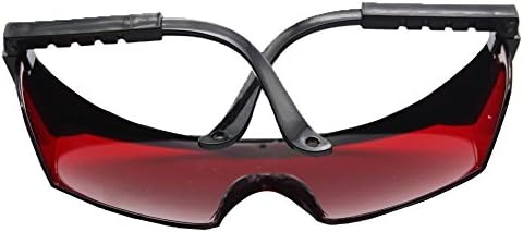 Безбедносни очила за ласерски ласер со прилагодлив храм, ласерски очила за заштита на очите, црвени леќи, црна рамка, црна кутија