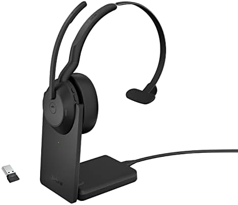 Jabra Evolve2 55 Моно безжични слушалки со полнење за полнење технологија за аирција, мики за откажување на бучава и активно откажување на
