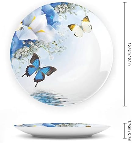 Декоративна чинија од 7 инчи, цветна керамичка чинија, диви цвеќиња со монарх пеперутки Лили Зен Спа Арт Пл.