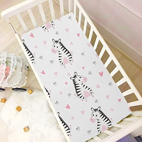 Umiriko Cute Zebra Pack n Play Baby Play Playard Sheets, Mini Crib Sheet за момчиња девојчиња играч на играчи на материјали 20246125