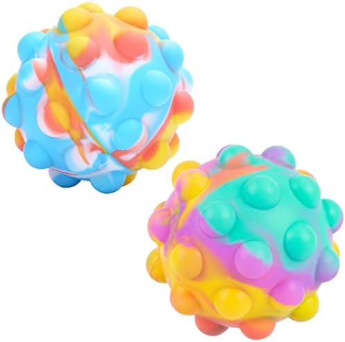 Hoaori Pop It Ball 2 Pack, Pop Stress Stress, Fidget играчки топка, 3D Fidget Ball Push Bubble, Fidget Sickeele Ball играчки играчки