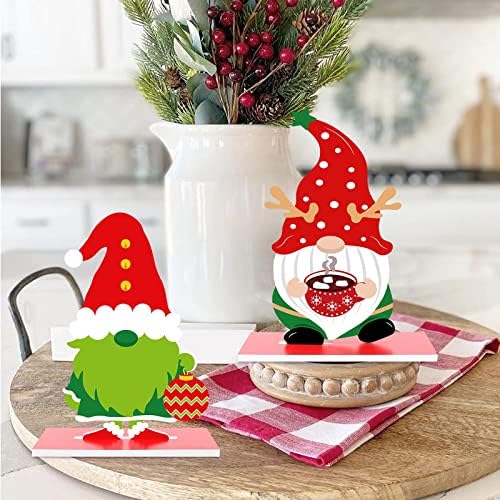 Божиќни украси за табели за гноми, Божиќни орнаменти на табела со табела, централно место на маса, весели Божиќни шведски украси на