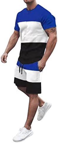 Менс личност Спорт постави летни облеки 2 парчиња маички со кратки ракави и шорцеви модни обични потти
