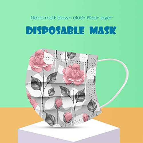 50 пакувања цветни еднократни за еднократна употреба Face_masks со дизајн за жени, 3 заштитни цвеќиња на цвеќиња со нос жица за возрасни,