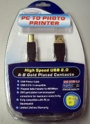 Quantaray со голема брзина USB 2.0 A -B злато позлатени контакти со компјутерски печатач - 6 ft