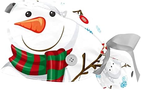 Зимски снежен човек Божиќ симпатична прилагодлива работна капа со копчиња жени држач за конска опашка лента вратоврска назад