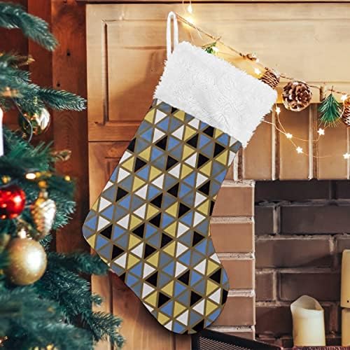 Божиќни чорапи триаголник шема сина црна жолта бела бела плишана манжетна манжетна мерцеризирана кадифена празник персонализиран
