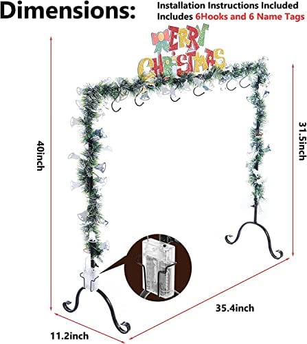 Осветлен метален држач за порибување на божиќни порибувања за подот со 6 закачалки сиви весели Божиќни бесплатни порибници за порибување