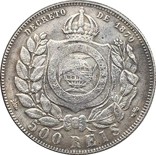 1886 Бразил 500 Реис Монети Копија За Домашна Соба Канцеларија Декор